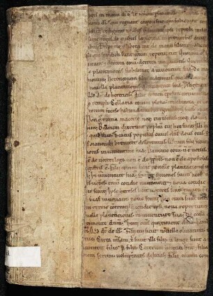 Fragment einer mittelalterlichen Handschrift : Fragment einer mittelalterlichen Handschrift. Missale (Textura) 1. Hälfte 15. Jh. Einband von: Acontius, Jacobus: Satanae stratagemata : libri octo; acc. eruditissima epistola de ratione edendorum librorum ad Johannem Wolfium Tigurinum eodem authore. 1565. Dresden: SLUB Theol.ev.pol.249