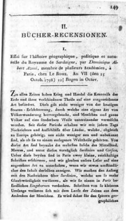 Essai sur l'histoire géographique politique et naturelle du Royaume de Sardaigne / par Dominique Albert Azuni. - Paris : Leroux, VII [1798]