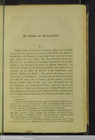 Die Anfänge der Markgrafschaft