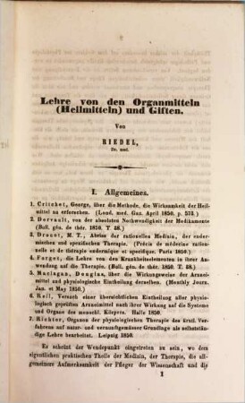 Rückblicke auf die Fortschritte und Leistungen in der Pharmakologie und Toxikologie während des Jahres .... 1850,1/2