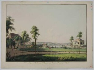 Das Linckesche Bad zwischen Bautzner Straße und Mündung der Prießnitz in Dresden (1776 gegründet, mit Mineralwasserbad, Theater 1858 für Ausflugsgasthof abgerissen)