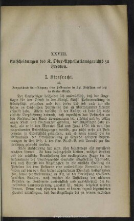 XXVIII. Entscheidungen des K. Ober-Appellationsgerichts zu Dresden