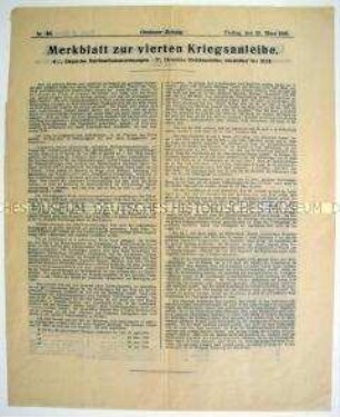 Sonderdruck (Beilage) aus der "Grodnoer Zeitung" zur vierten Kriegsanleihe (zweisprachig)