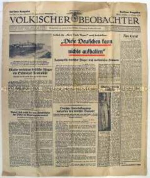 Tageszeitung "Völkischer Beobachter" mit Kriegsberichterstattung