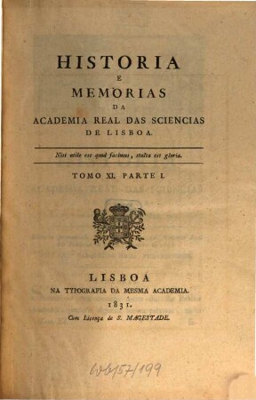 História e memórias da Académia Real das Sciências de Lisboa. 11,1. 1831/35
