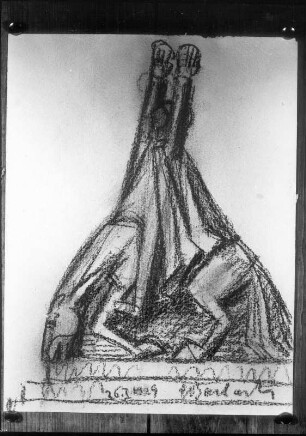 Entwurf eines Ehrenmals für Malchin. Kohlezeichnung; 30 x 23,1 cm (1929; E. Barlach). Güstrow, Heidberg 15. Atelierhaus am Inselsee