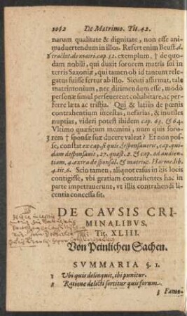 De Causis Criminalibus. Tit. XLIII. Von Peinlichen Sachen.