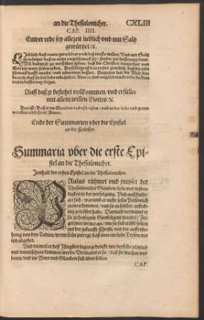 Summaria uber die erste Epistel an die Thessalonicher.