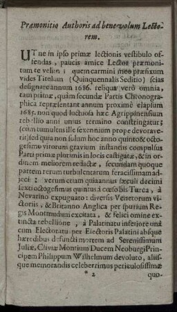 Præmonitio Authoris ad benevolum Lectorem