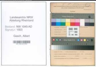 Entnazifizierung Albert Gasch , geb. 07.10.1914 (Angestellter)