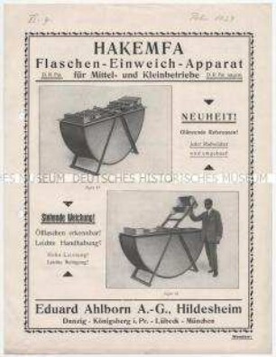 HAKEMFA, Flaschen-Einweich-Apparat für Mittel- und Kleinbetriebe