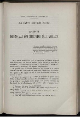 Ricerche Intorno Alle Vene Superficiali Dell' Avambraccio