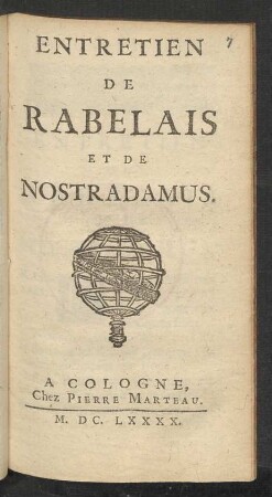 Entretien De Rabelais Et De Nostradamus
