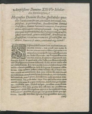 Amplißime Domine XIII-Vir Scholarcha Eminentißime!