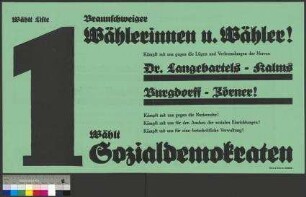 Wahlplakat der SPD zur Stadtverordnetenwahl am 1. März 1931