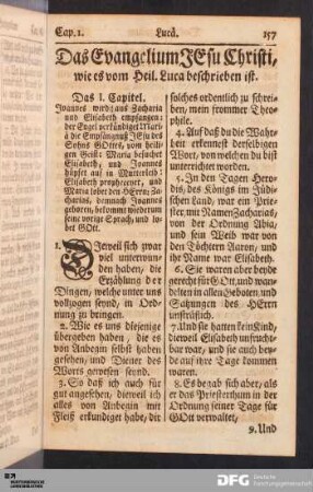 Das Evangelium Jesu Christi, wie es vom Heil. Luca beschrieben ist.