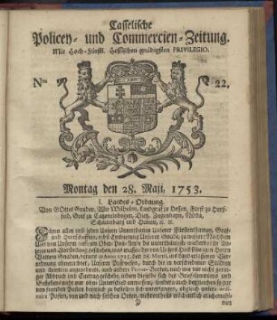 Nro. 22, Montag den 28. Maii 1753