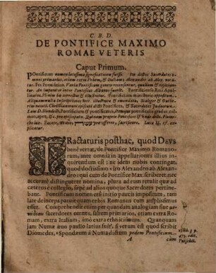 Io. Andreae Bosii Lipsiensis De Pontifice Maximo Romae Veteris Exercitatio historica
