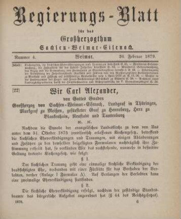 22. Kirchengesetz, die kirchlichen Eheverkündigungen und Trauungen betreffend