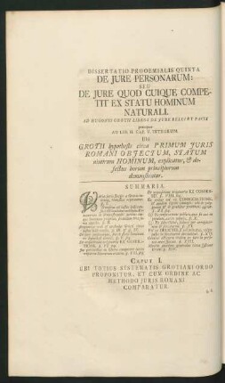 De Iure Personarum: Seu De Iure Quod Cuique Competit Ex Statu Hominum Naturali.