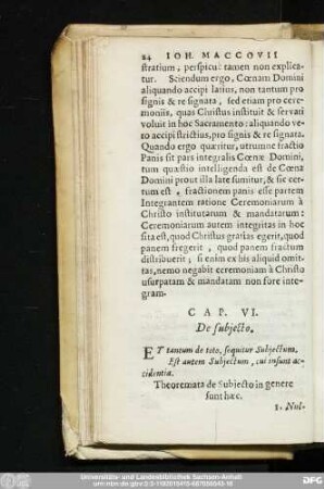 Cap. VI. De subiecto.