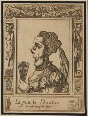 La gratiosa Doralice (die anmutige Doralice), aus der Serie der grotesken Köpfe nach Ariosts "Orlando Furioso"