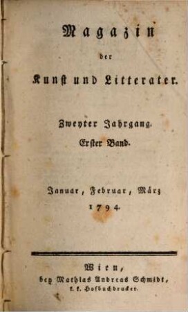 Magazin der Kunst und Litteratur. 1794,1/2, 1794,1/2