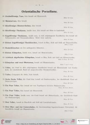 Orientalische Porzellane (Nr. 61 - 95)
