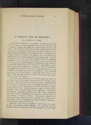 A Holiday Trip in Rhodesia.