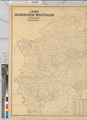 Nordrhein-Westfalen Gemeindekarte 1949 1 : 250 000 101 x 101 Wilgrödruck: Willy Größchen, Dortmund Landesplanungsbehörde B Nr. 149d