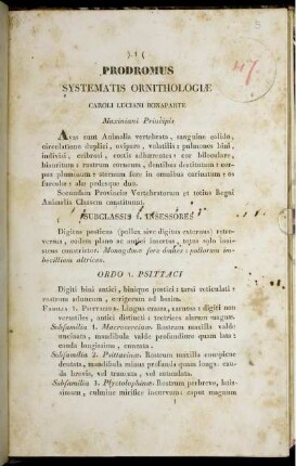 Prodromus Systematis Ornithologiae