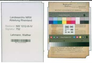 Entnazifizierung Walther Lehmann , geb. 07.04.1889 (Studienrat)