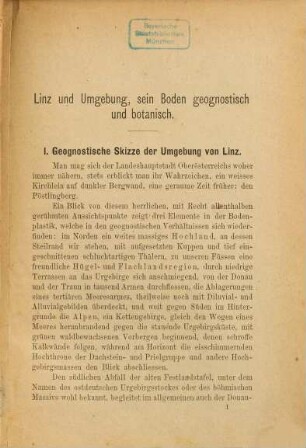 Linz a. d. Donau und seine Umgebung : Festgabe der Section Linz der Deutschen u. Österreichischen Alpenvereines zur 14. Generalversammlung