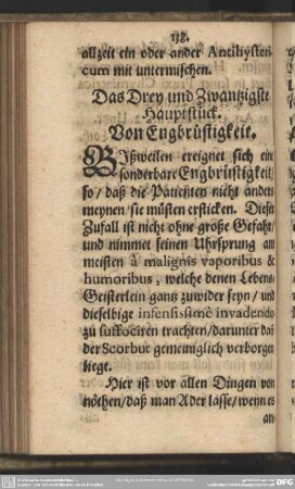 Das Drey und Zwantzigste Hauptstück. Von Engbrüstigkeit