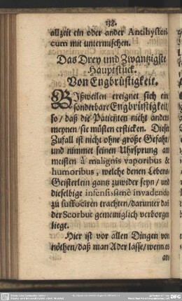Das Drey und Zwantzigste Hauptstück. Von Engbrüstigkeit