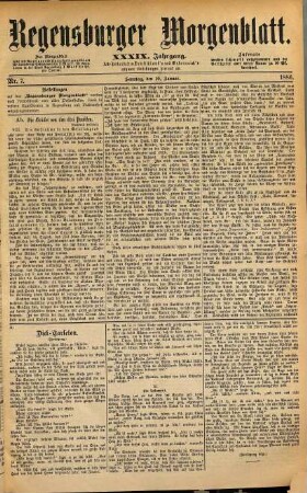 Regensburger Morgenblatt. 39. 1886, 1 - 6 = Nr. 2 (3. Januar) - Nr. 144 (29. Juni)