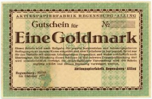 Geldschein / Notgeld, Goldmark, 10.1923