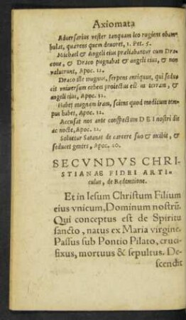 Secundus Christianae Fidei Articulus, de Redemtione.