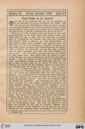 Heft 19 (1. Juliheft 1909)