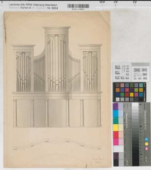 Lindlar (Lindlar) Orgelprospekt und -grundriß 1850 o.M. 49 x 32,5 Zeichnung Daniel Roetzel Nachlaß Roetzel Nr. 15