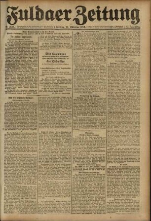 Erste Ausgabe vom Freitag, den 11. Oktober 1918.