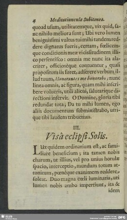 III. Visa eclipsi Solis