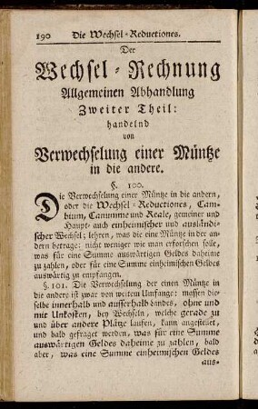 ...Zweiter Theil: handelnd von Verwechselung einer Müntze in die andere.