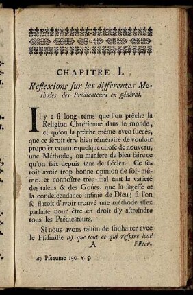 Chapitre I. Reflexions sur les differentes Methodes des Prédicateurs en général.