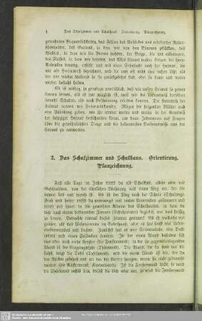2. Das Schulzimmer und Schulhaus. Orientirung. Planzeichnung