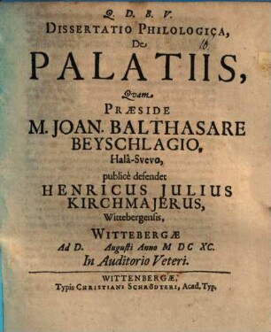 Diss. philol. de palatiis