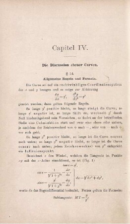 Capitel IV. Die Discussion ebener Curven. § 14. Allgemeine Regeln und Formeln.