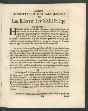 Dissertatio Decima Septima Ad Lib. II. Instit. Tit. XXIII. & seqq.