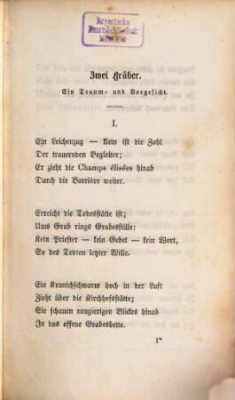 Dichtungen, 1. Romanzen, Balladen, Traumbilder, Lieder, Eisenbahnbilder, Zeitgedichte
