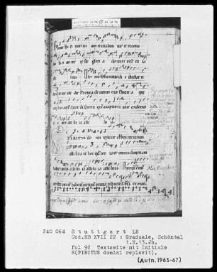 Graduale — Initiale S(piritus domini replevit), Folio 92recto